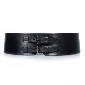 Plein Sud Black leather belt with double buckle
